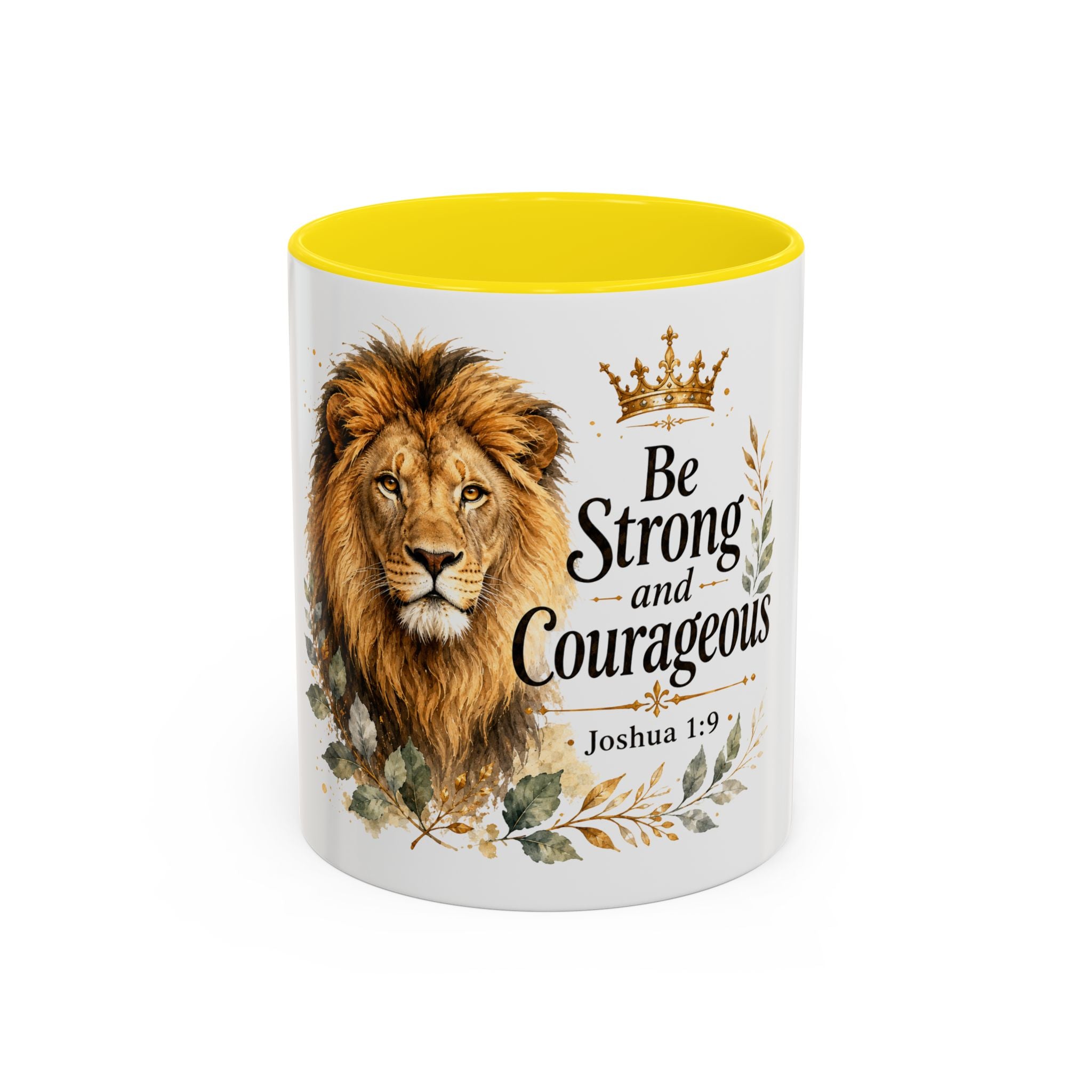 Strong and Courageous Lion Christian Mug | Accent Coffee Mug 11oz 15oz