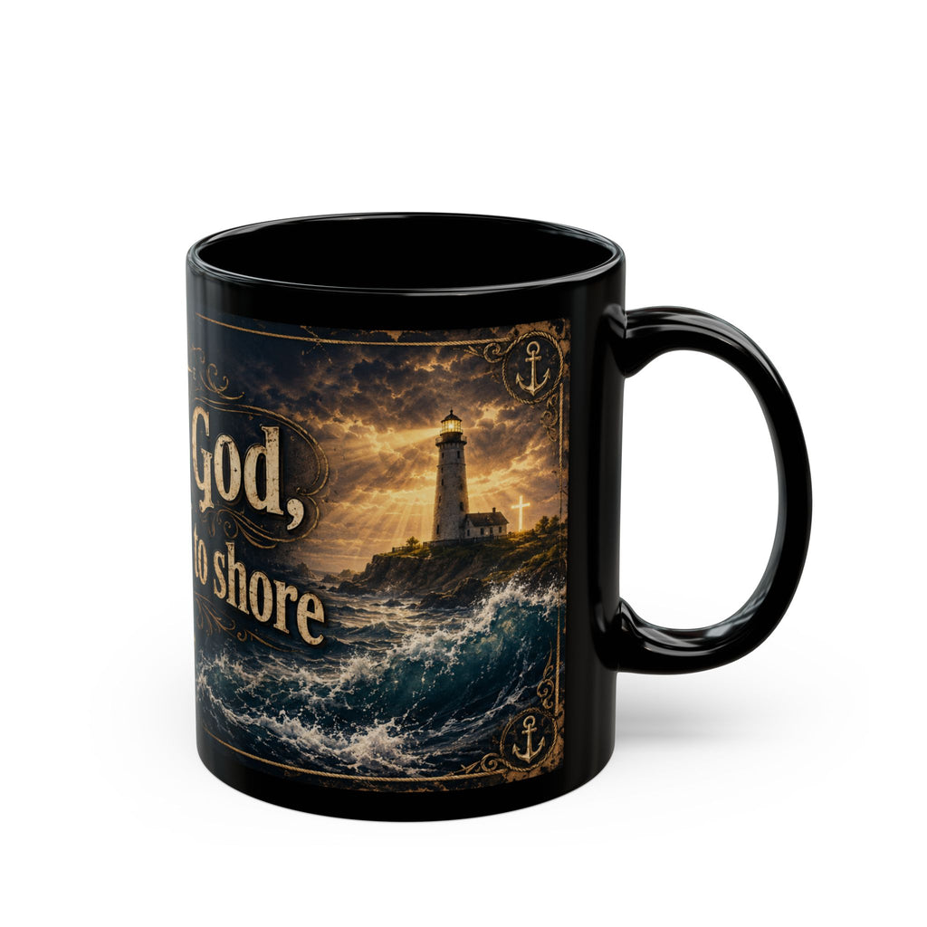 Pray to God But Row to Shore Mug, Christian Ocean Coffee Cup