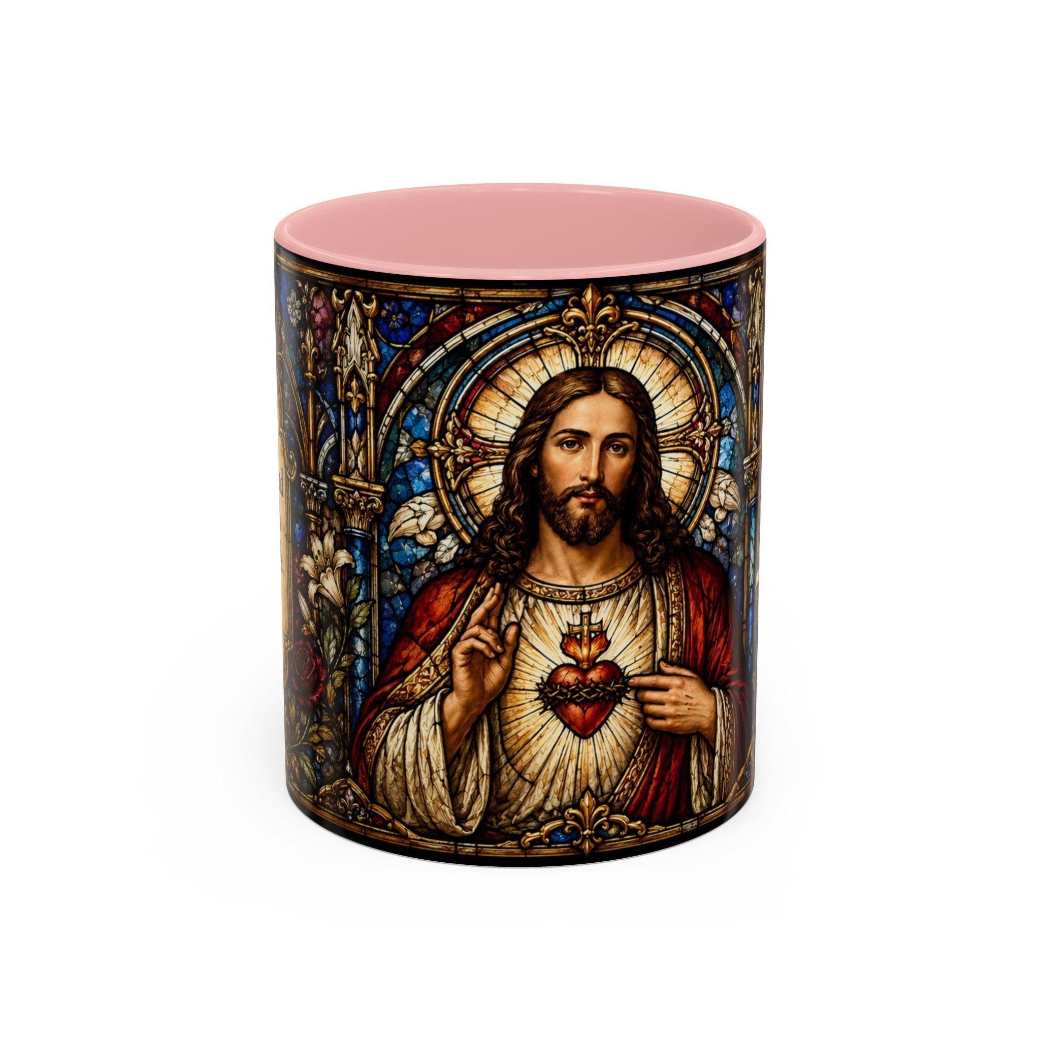 Sacred Heart Jesus Stained Glass Mug | Accent Coffee Mug