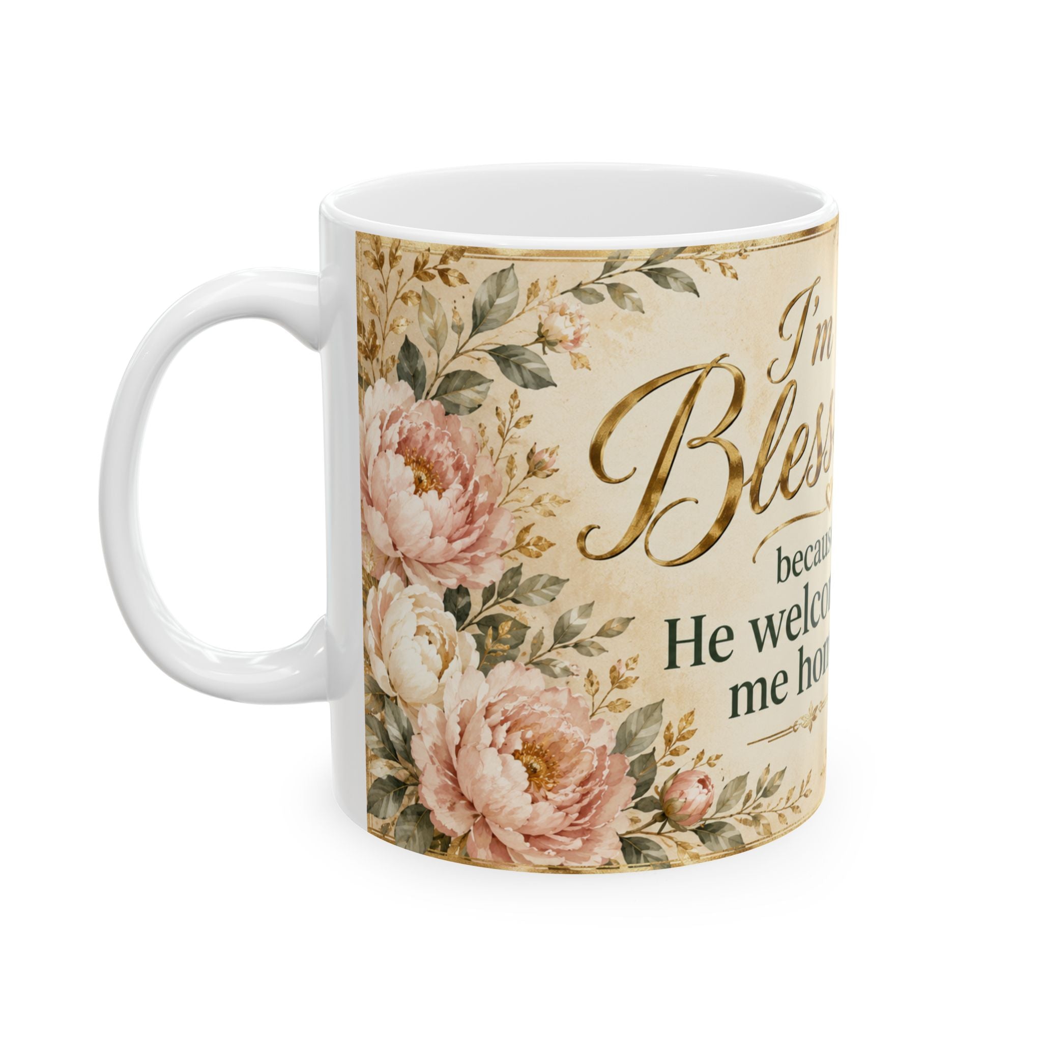 I’m Blessed He Welcomed Me Home Mug, Luke 15:24 Christian Coffee Cup, Prodigal Son Bible Verse Gift