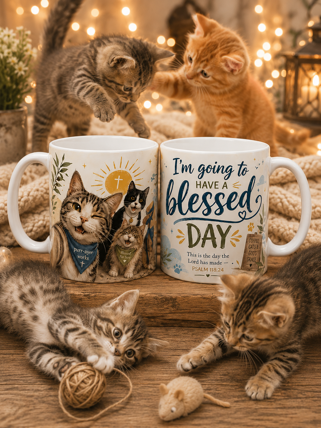 Christian Cat Mug, Cat Lover Coffee Mug, Bible Verse Mug, I'm Going to Have a Blessed Day Mug, Psalm 118:24 Christian Gift, Cute Faith Coffee Cup
