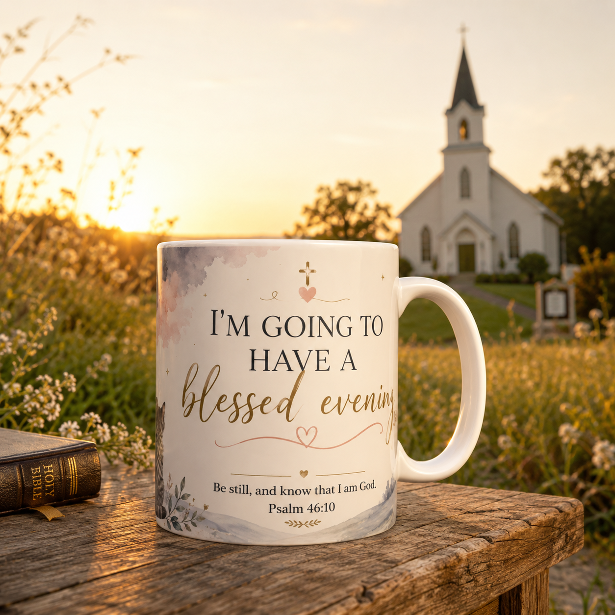 Blessed Evening Christian Mug  Psalm 46:10 Coffee Cup