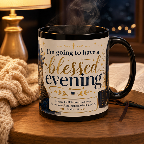 Blessed Evening Cat Psalm Coffee Mug