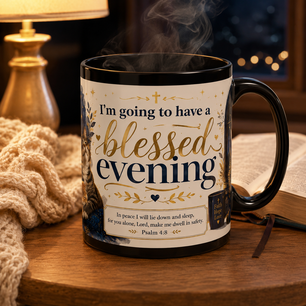 Blessed Evening Cat Psalm Coffee Mug