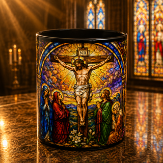 Crucifixion Stained Glass Mug | Accent Coffee Mug