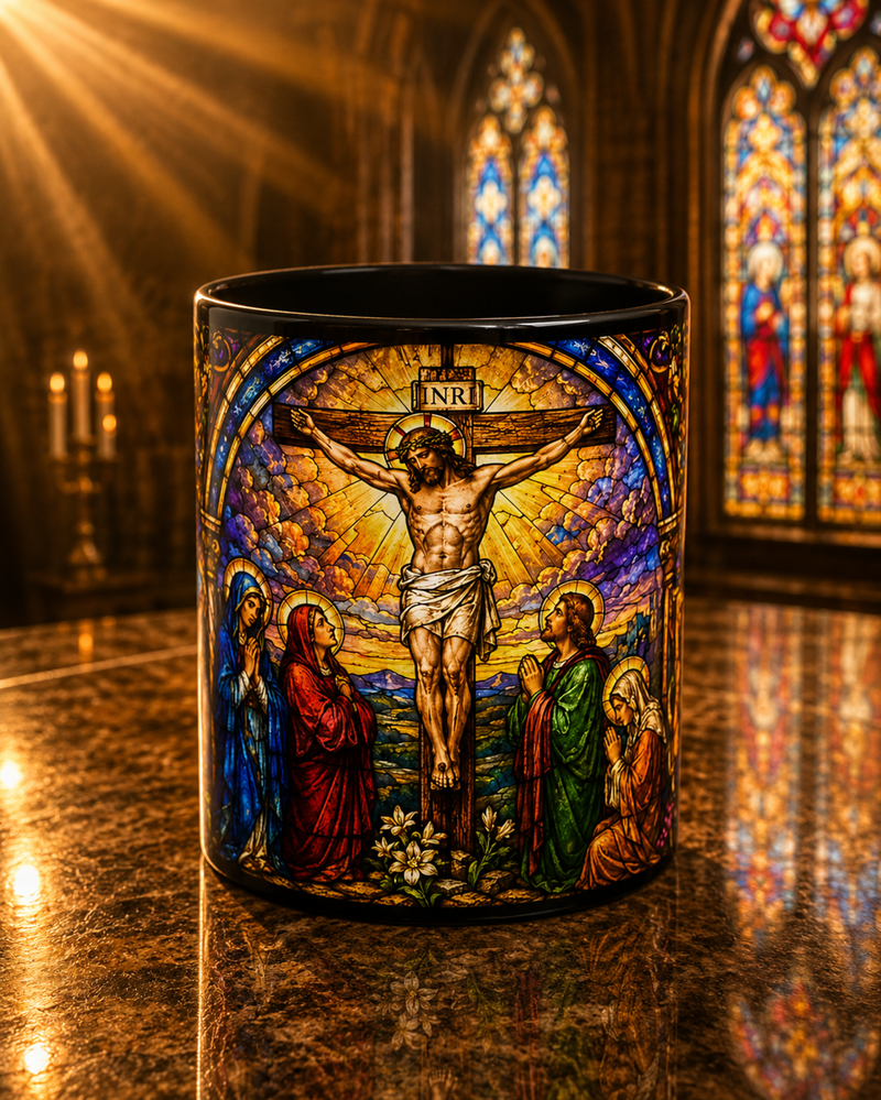 Crucifixion Stained Glass Mug | Accent Coffee Mug