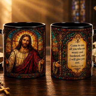 Jesus Stained Glass Artwork Mug | Accent Coffee Mug 11oz or 15oz