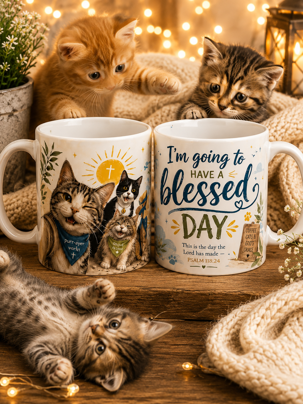 Christian Cat Mug, Cat Lover Coffee Mug, Bible Verse Mug, Im Going to Have a Blessed Day Mug