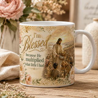 Jesus Feeds the Multitude Bible Verse Coffee Cup