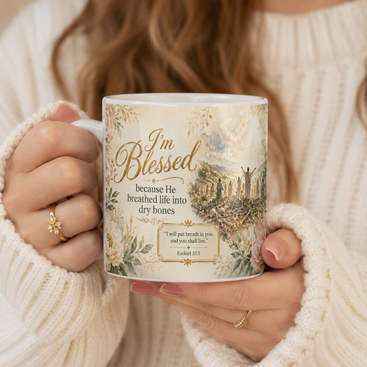 Im Blessed Bible Verse Coffee Cup, Dry Bones Faith Gift