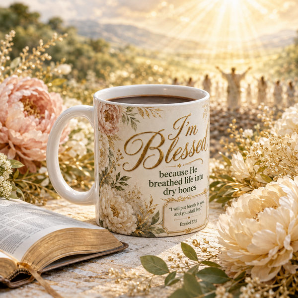 Im Blessed Bible Verse Coffee Cup, Dry Bones Faith Gift