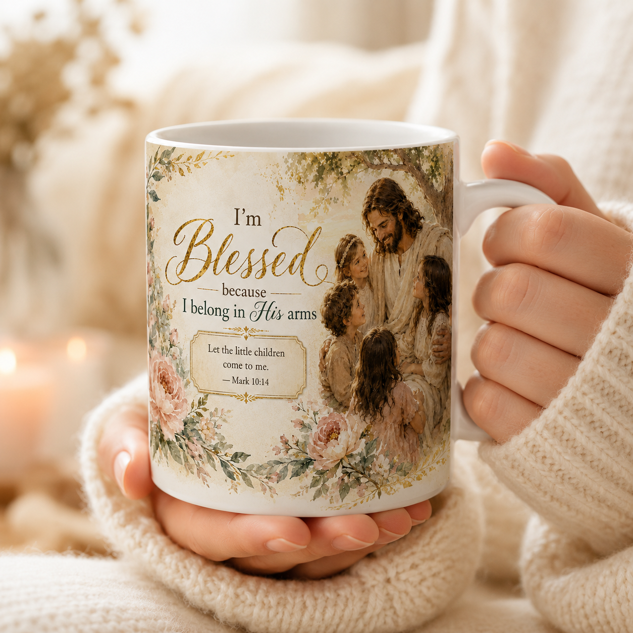 Jesus With Children Christian Mug, Mark 10:14 Bible Verse Coffee Cup, Im Blessed Faith Gift
