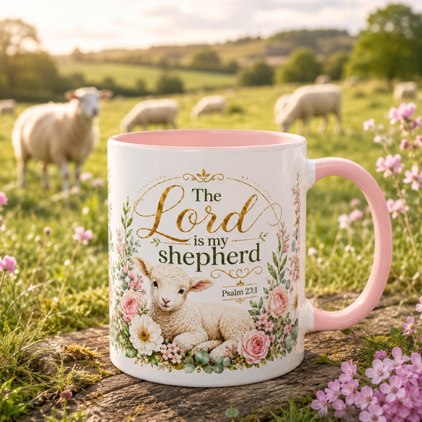 The Lord Is My Shepherd Mug, Psalm 23:1 Christian Coffee Cup, Lamb Bible Verse Mug, Faith Gift for Women Men, Religious Gift