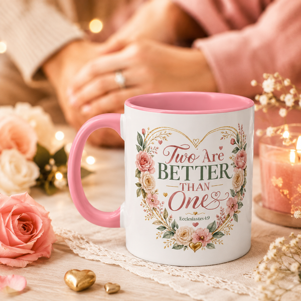 Love and Relationship Heart Illustration Accent Mug | Romantic Couple Love Design