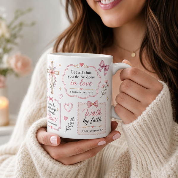 Christian Scripture Mug, Walk by Faith Coffee Cup