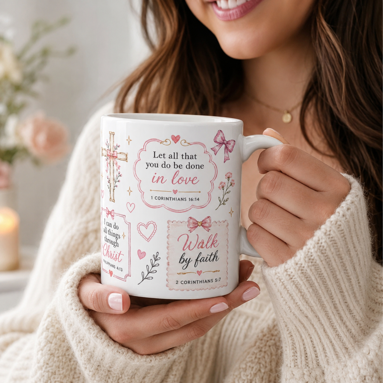 Christian Scripture Mug, Walk by Faith Coffee Cup