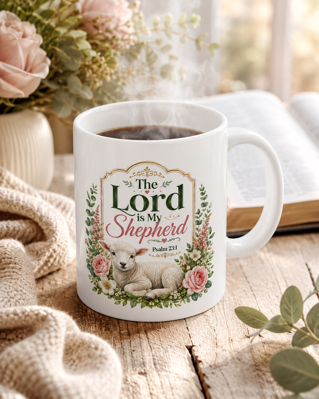 The Lord Is My Shepherd Bible Ceramic Mug | Scripture Coffee Cup