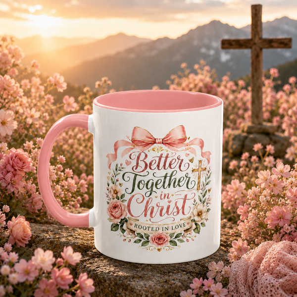 Better Together in Christ Mug, Christian Couple Gift, Rooted in Love Coffee Cup, Faith Wedding Anniversary Mug, Bible Verse Gift
