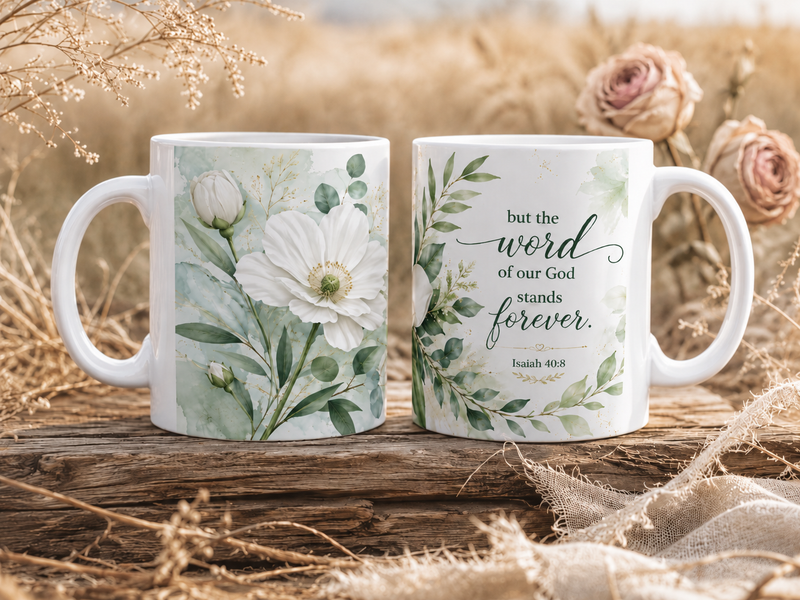 His Days Are a Flower Psalm Verse Mug