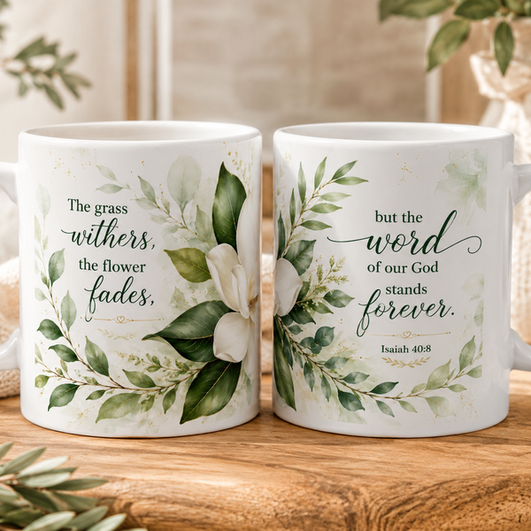 White Magnolia Floral Mug