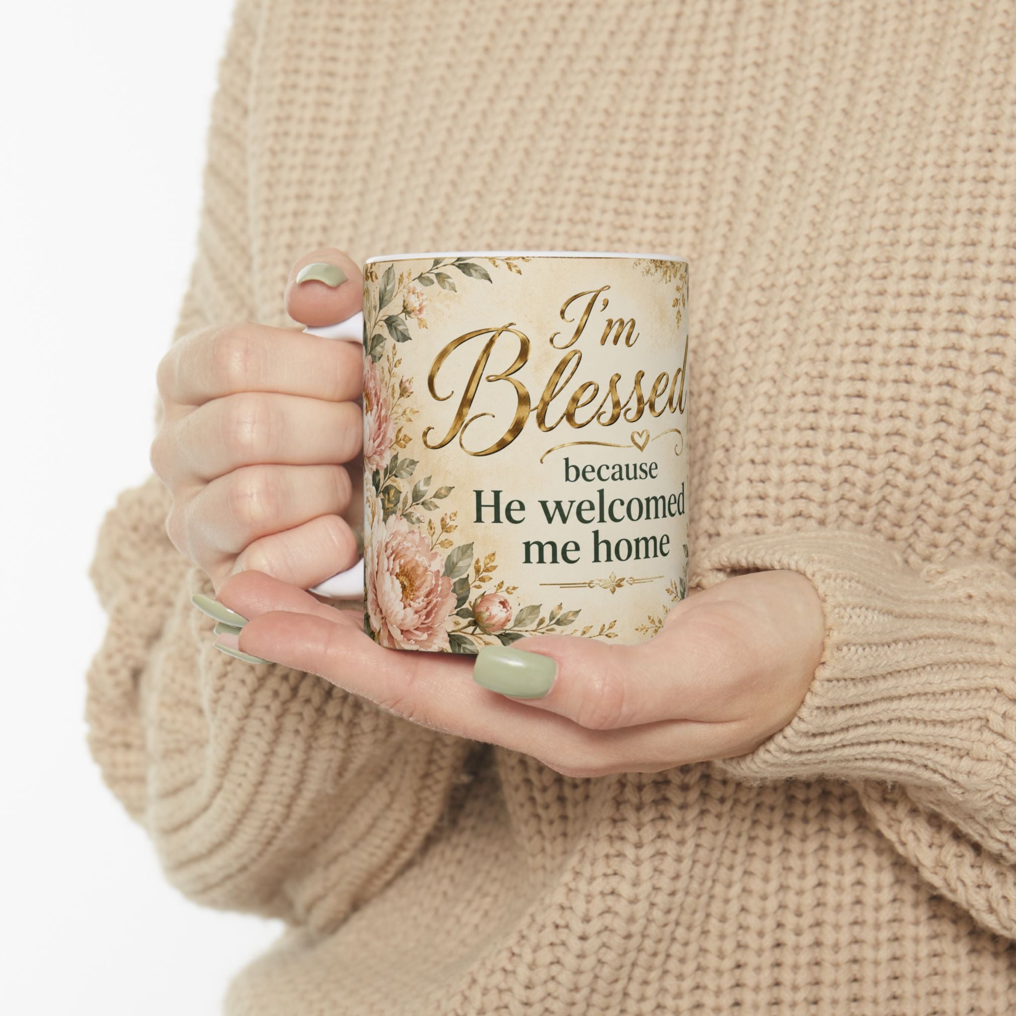 I’m Blessed He Welcomed Me Home Mug, Luke 15:24 Christian Coffee Cup, Prodigal Son Bible Verse Gift