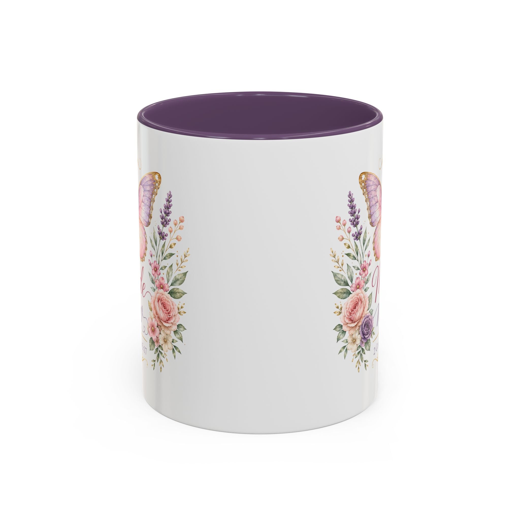 Biblical Butterfly Cup Accent Coffee Mug | Scripture Floral Ceramic