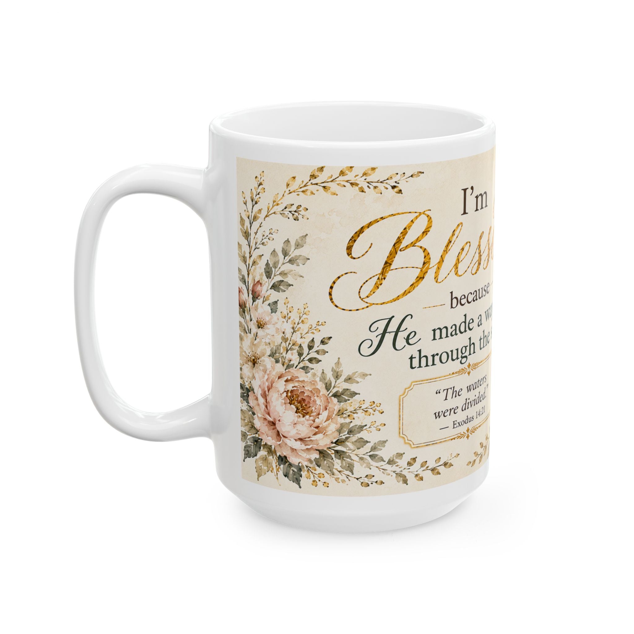 Exodus 14:21 Christian Mug, He Made a Way Through the Sea Bible Verse Coffee Cup, Faith Gift