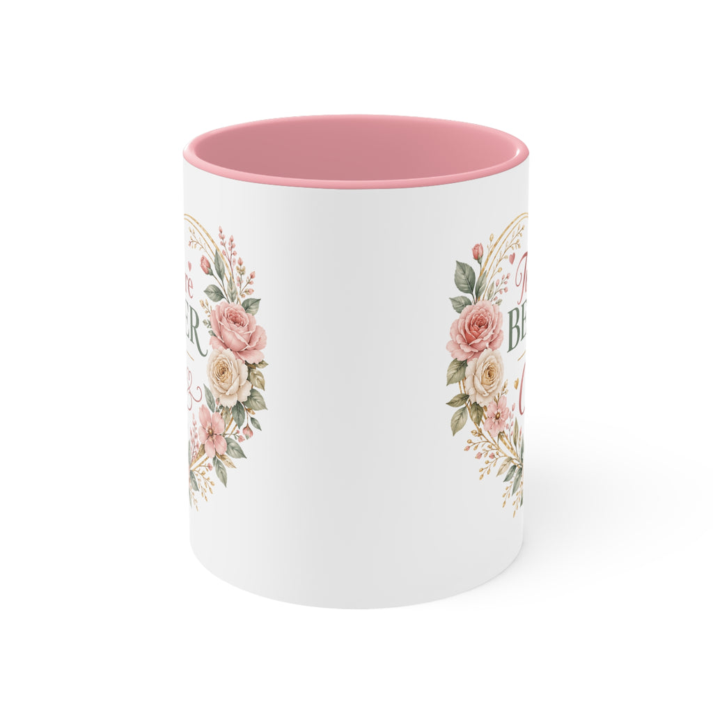 Love and Relationship Heart Illustration Accent Mug | Romantic Couple Love Design