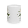 White Lily Floral Illustration Mug