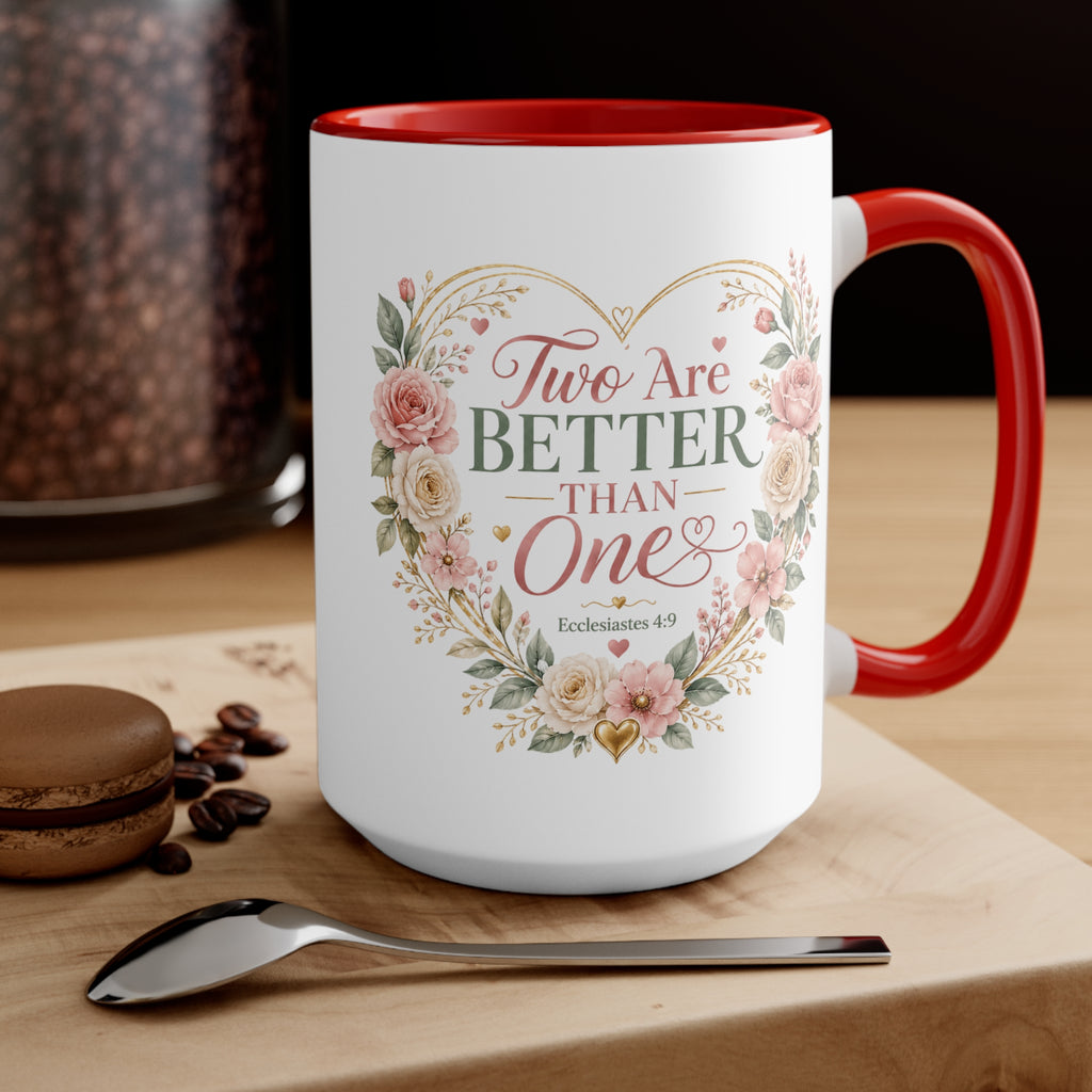 Love and Relationship Heart Illustration Accent Mug | Romantic Couple Love Design