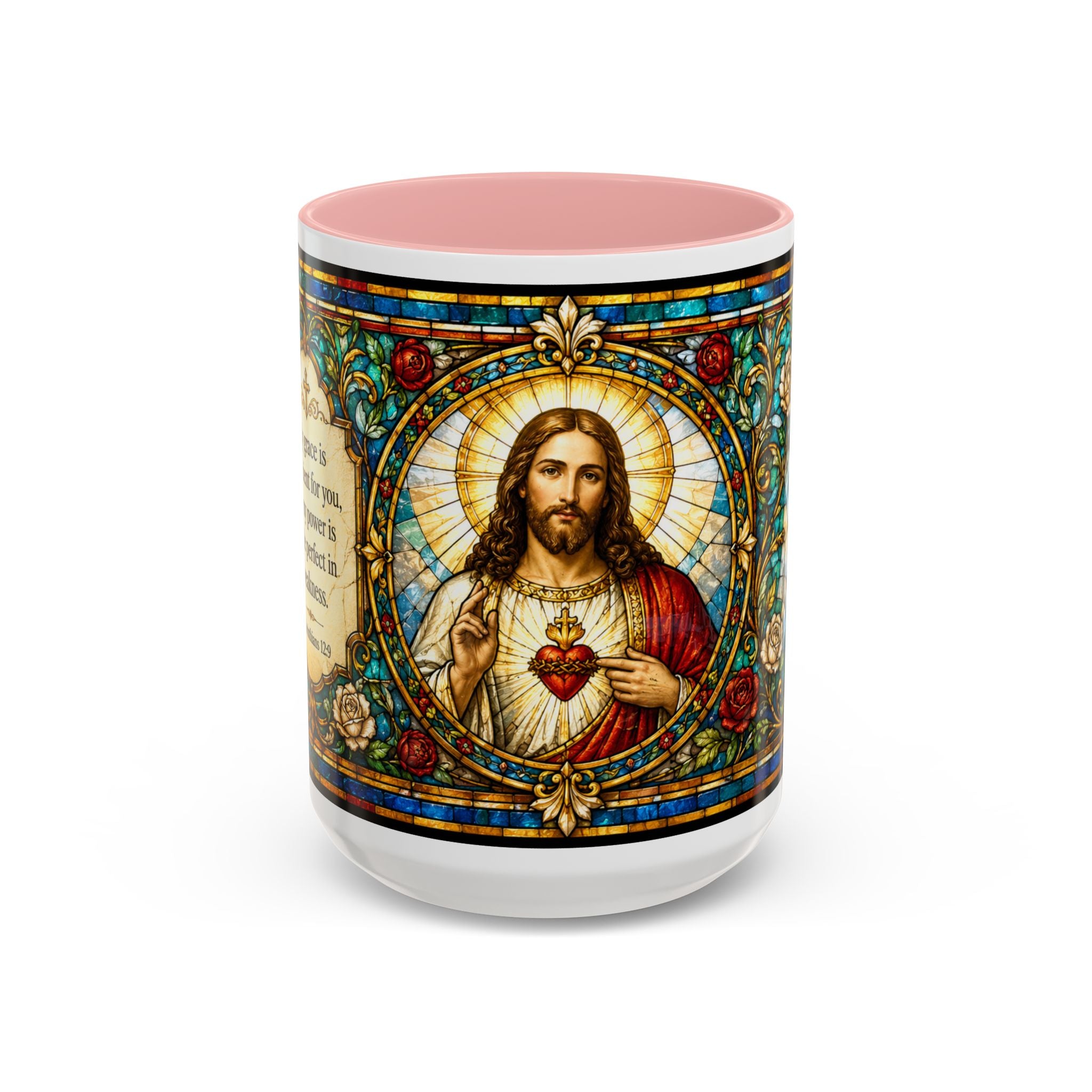 Sacred Heart Jesus Stained Glass Mug | Accent Coffee Mug 11oz 15oz