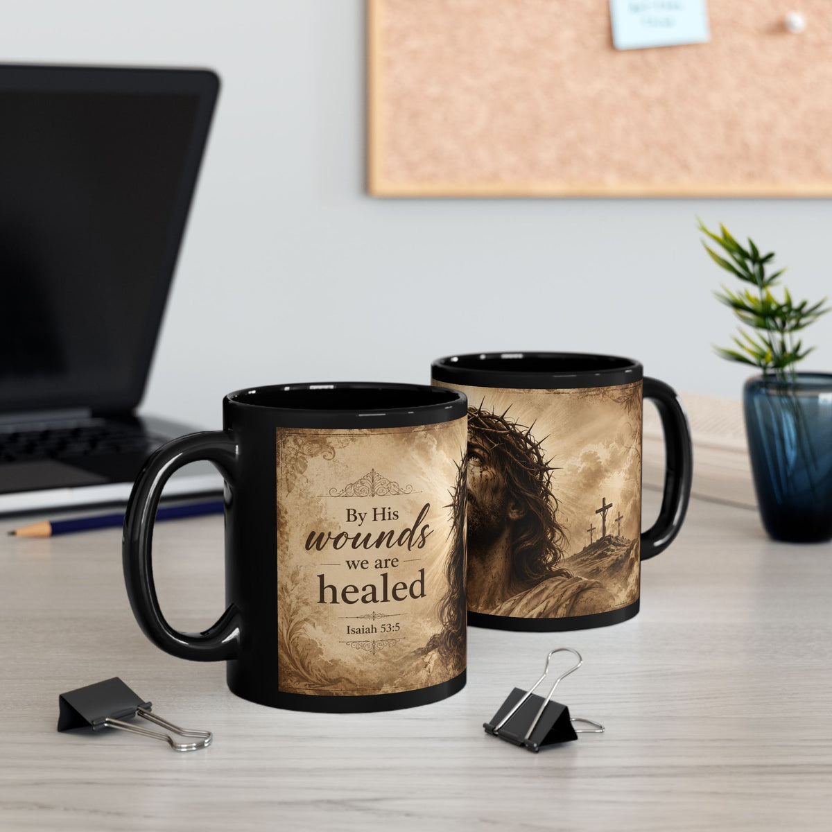 Isaiah 53:5 Christian Mug, By His Wounds We Are Healed Coffee Cup