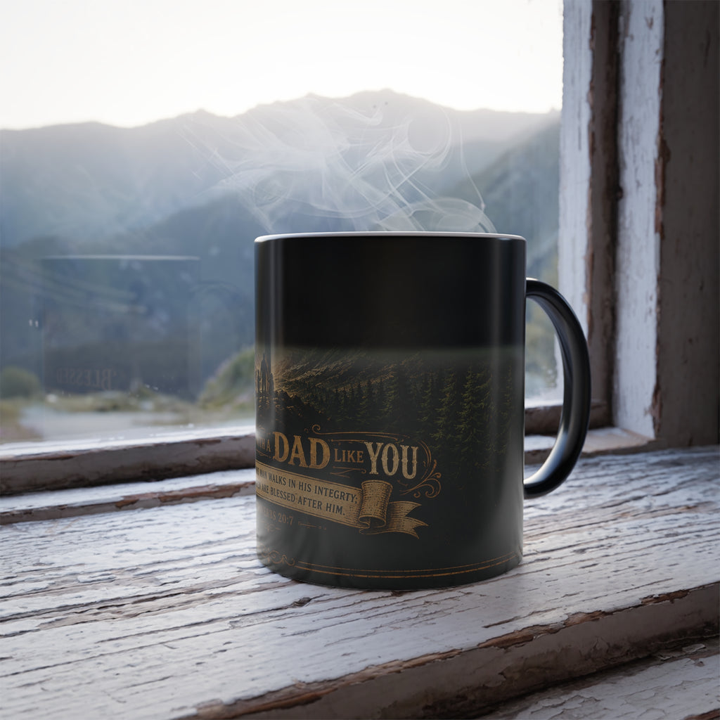 Blessed With A Dad Like You color morphing mug | Christian cross scripture Proverbs 20:7 color-changing
