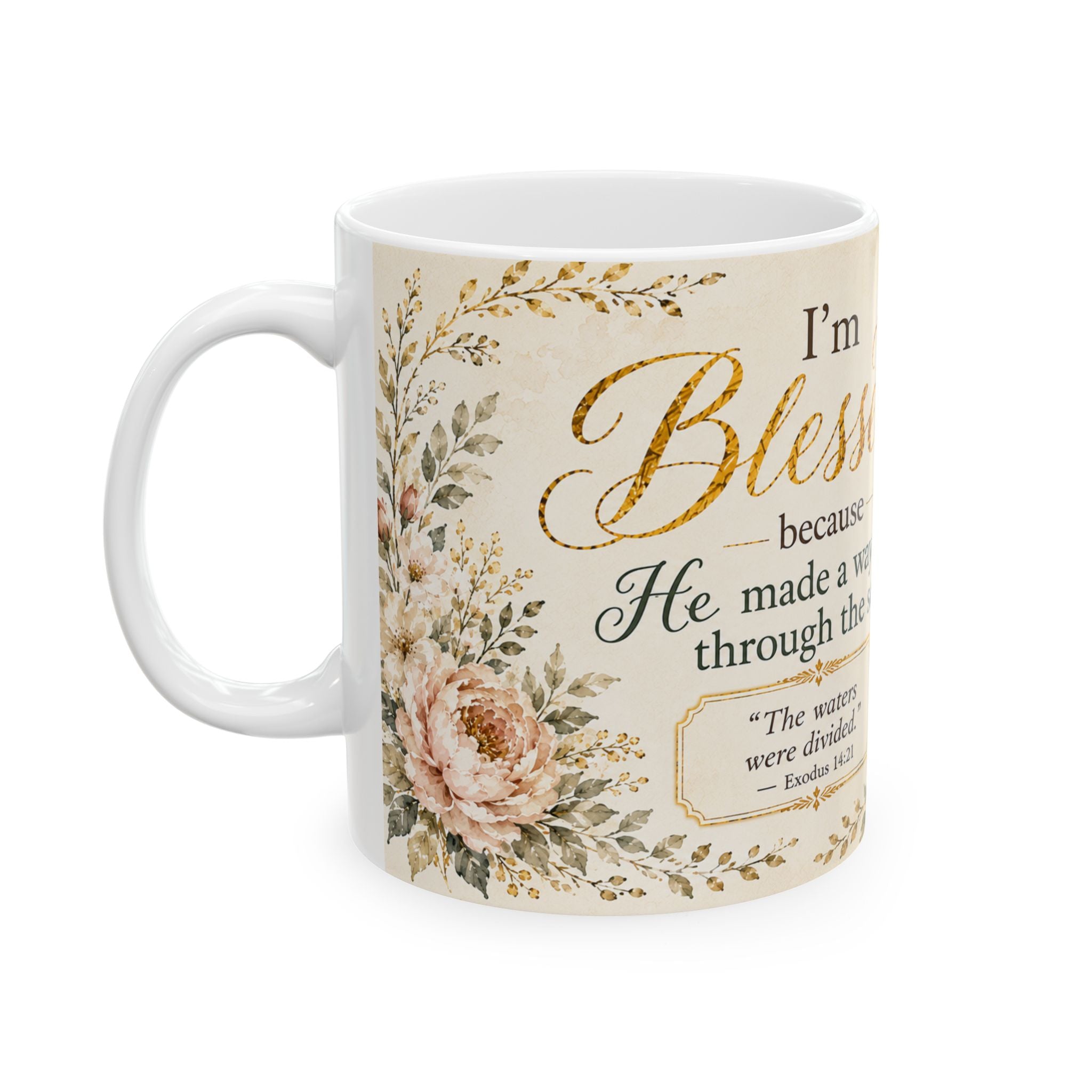 Exodus 14:21 Christian Mug, He Made a Way Through the Sea Bible Verse Coffee Cup, Faith Gift