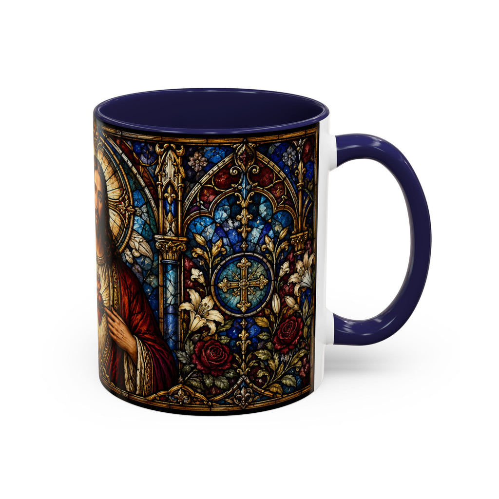 Sacred Heart Jesus Stained Glass Mug | Accent Coffee Mug