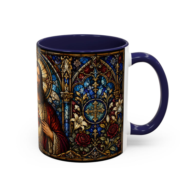 Sacred Heart Jesus Stained Glass Mug | Accent Coffee Mug