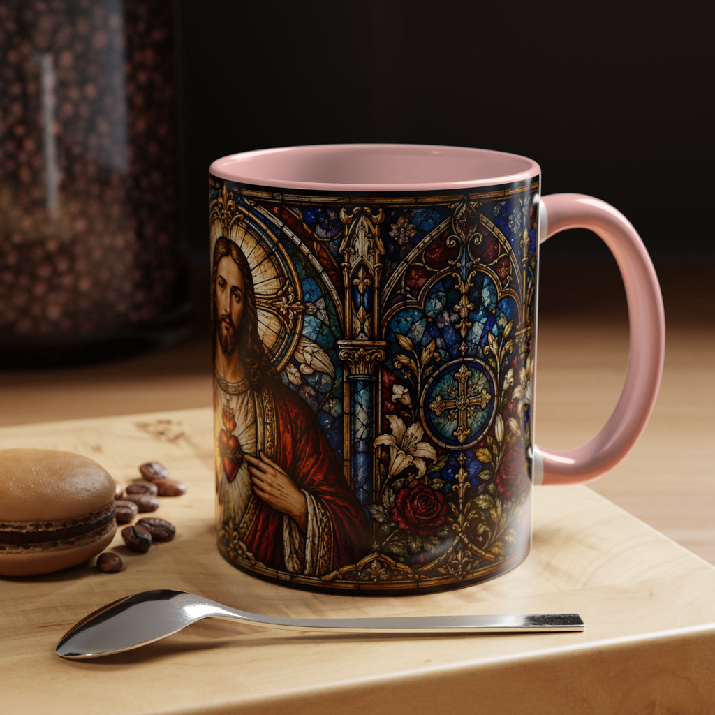 Sacred Heart Jesus Stained Glass Mug | Accent Coffee Mug