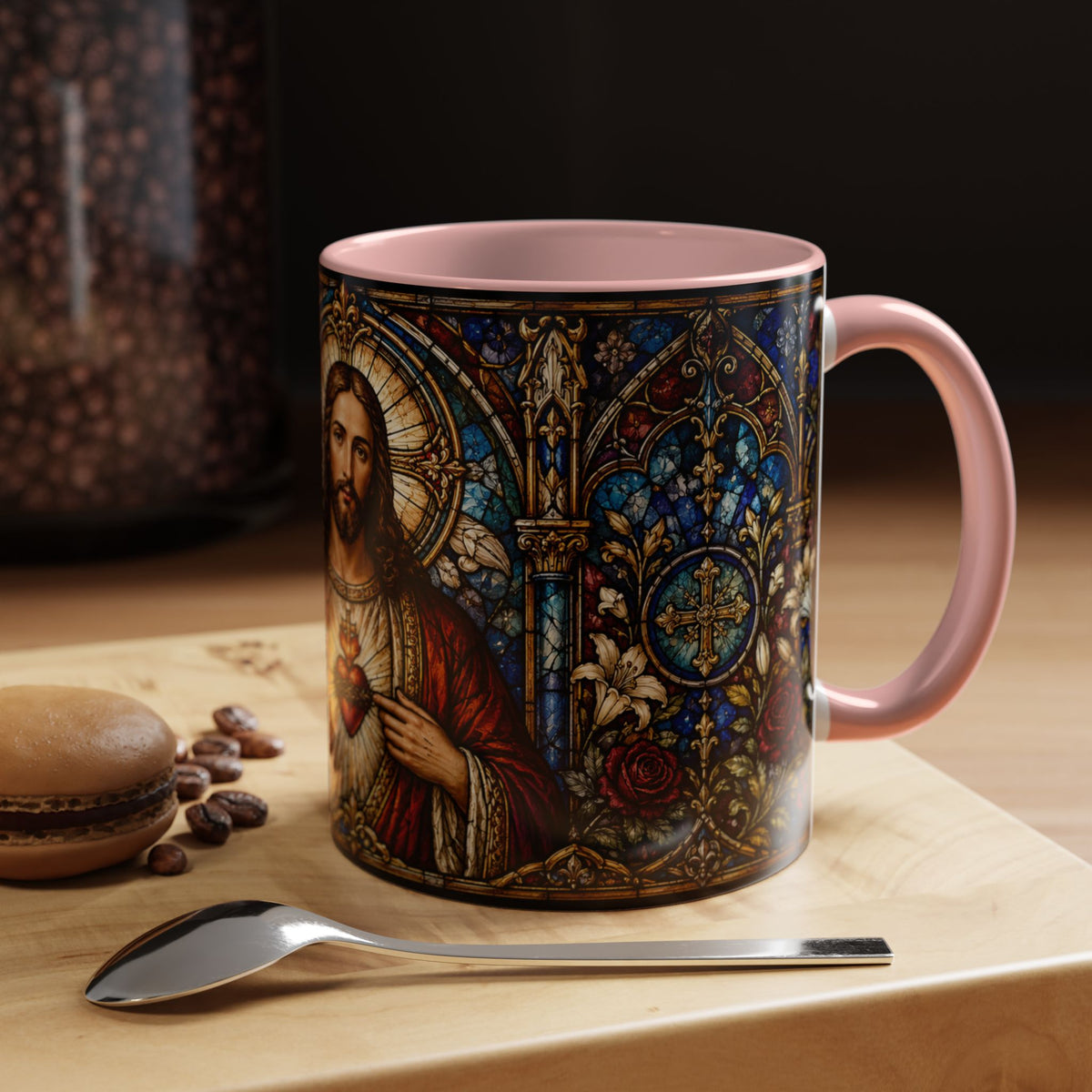 Sacred Heart Jesus Stained Glass Mug | Accent Coffee Mug