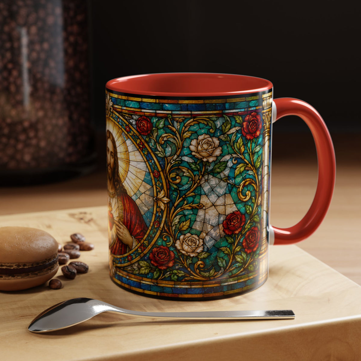 Sacred Heart Jesus Stained Glass Mug | Accent Coffee Mug 11oz 15oz
