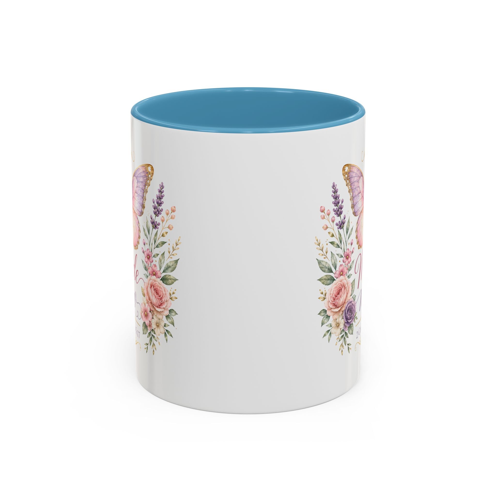 Biblical Butterfly Cup Accent Coffee Mug | Scripture Floral Ceramic