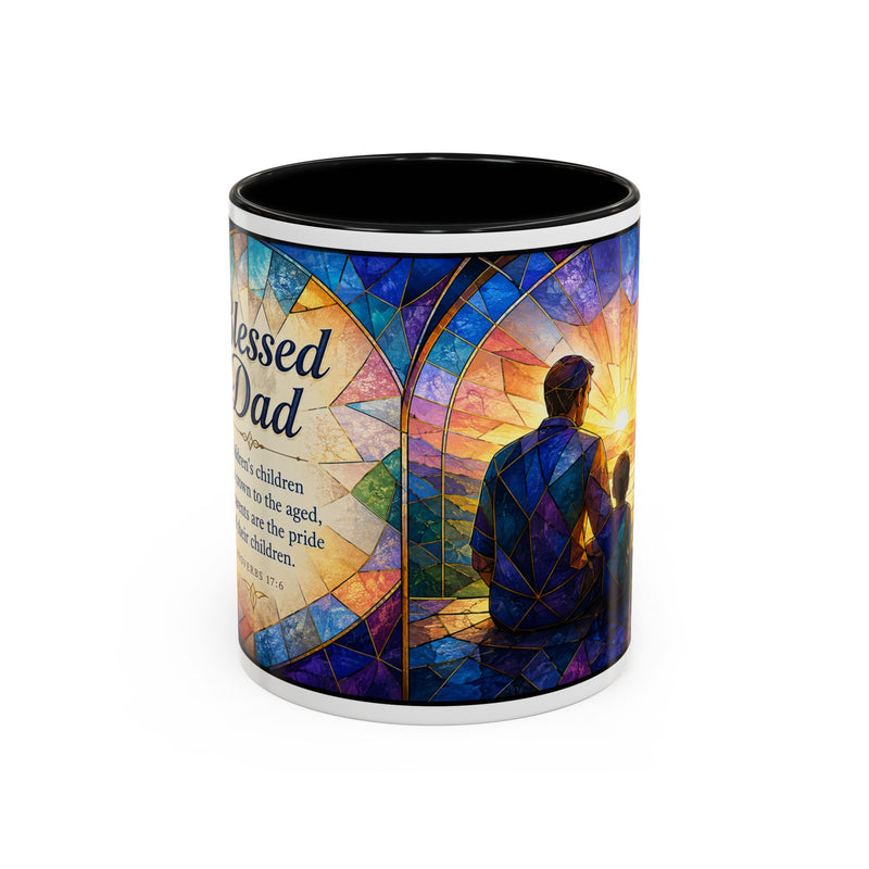 Blessed Dad Mug, Christian Fathers Day Gift, Bible Verse Mug for Dad, Proverbs 17:6 Coffee Cup, Faith Gift for Father Grandpa Husband