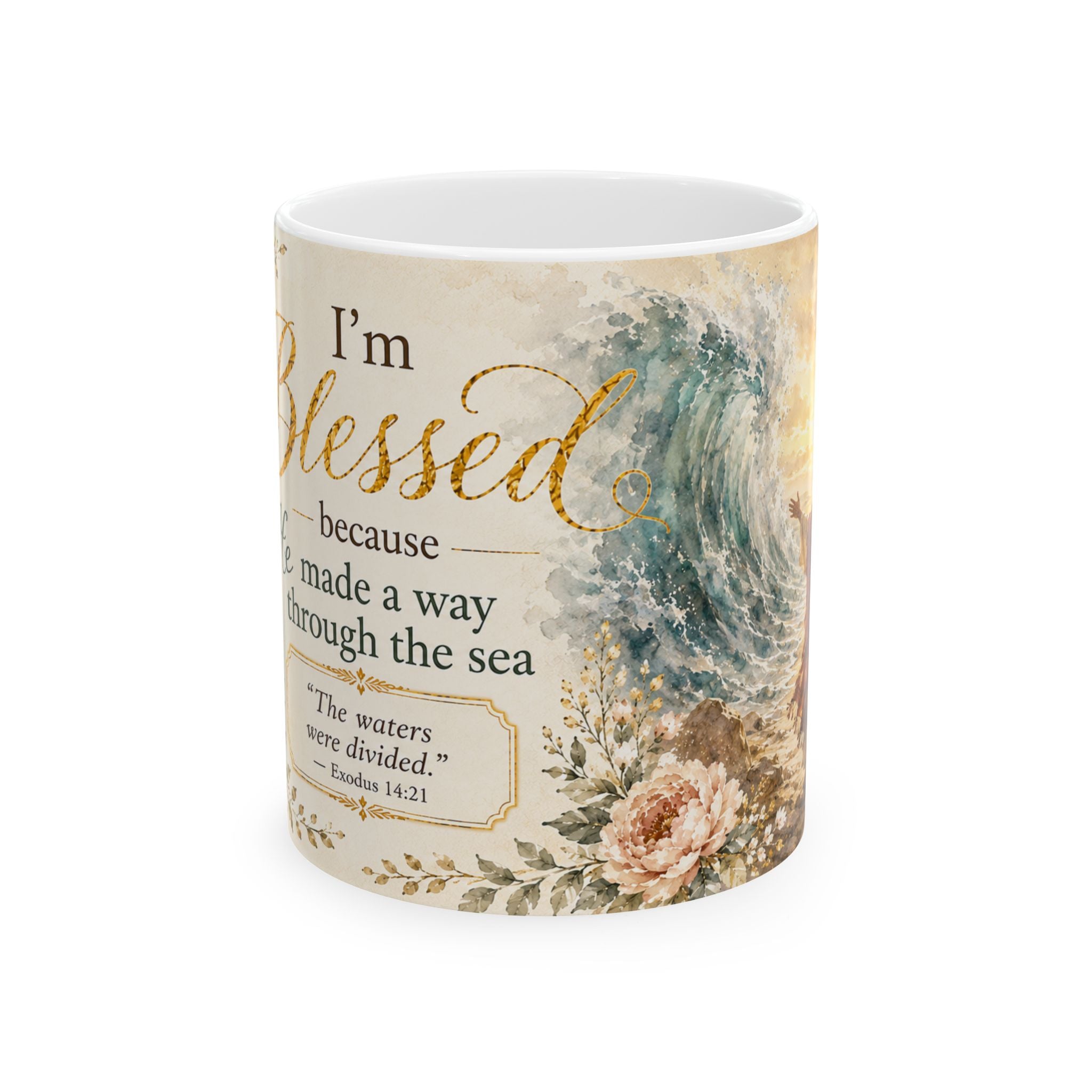 Exodus 14:21 Christian Mug, He Made a Way Through the Sea Bible Verse Coffee Cup, Faith Gift