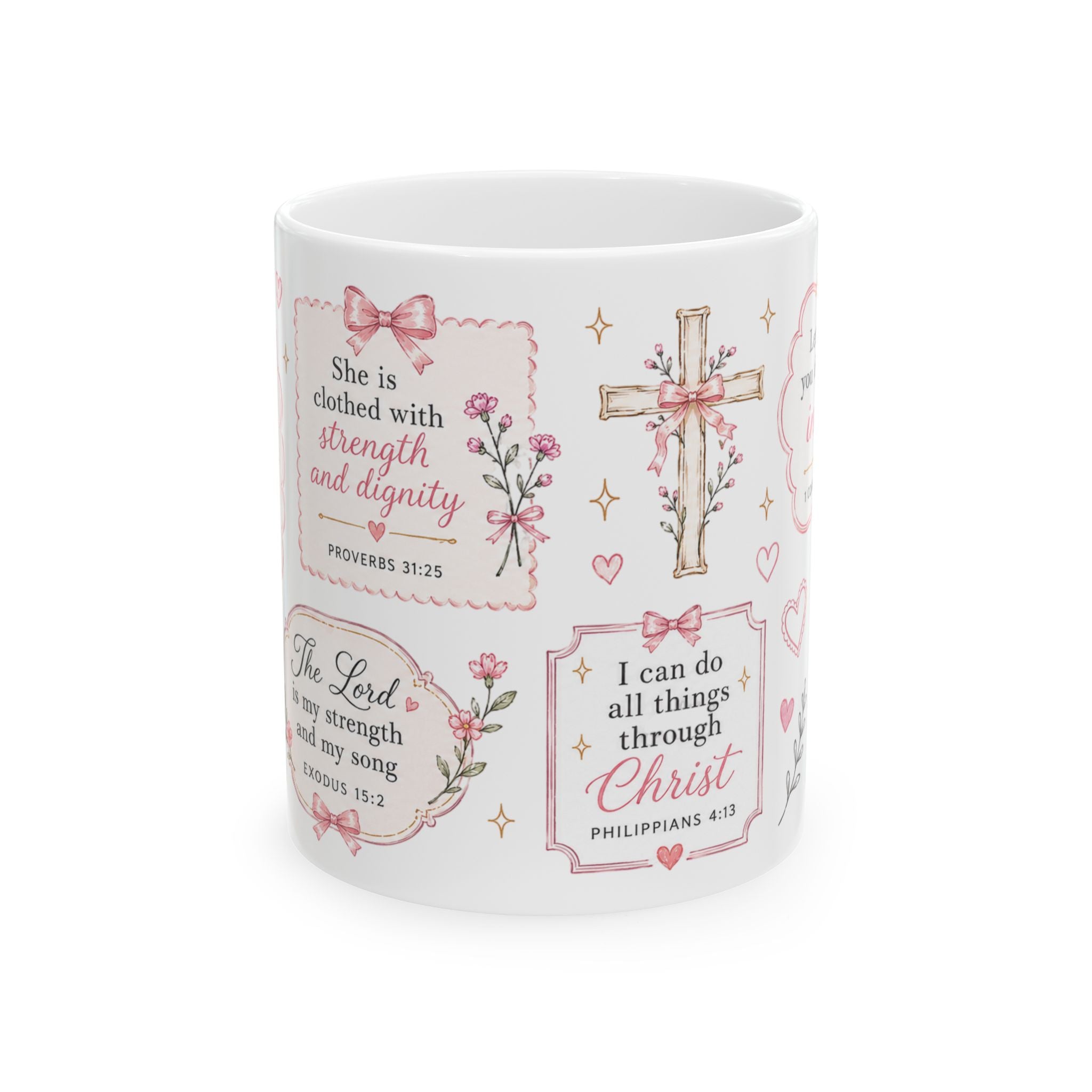 Scripture Verse Floral Cross Mug