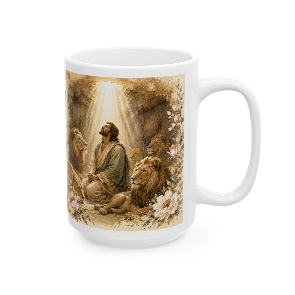 Daniel 6:22 Christian Mug, He Shut the Lions’ Mouths Bible Verse Coffee Cup, Faith Gift