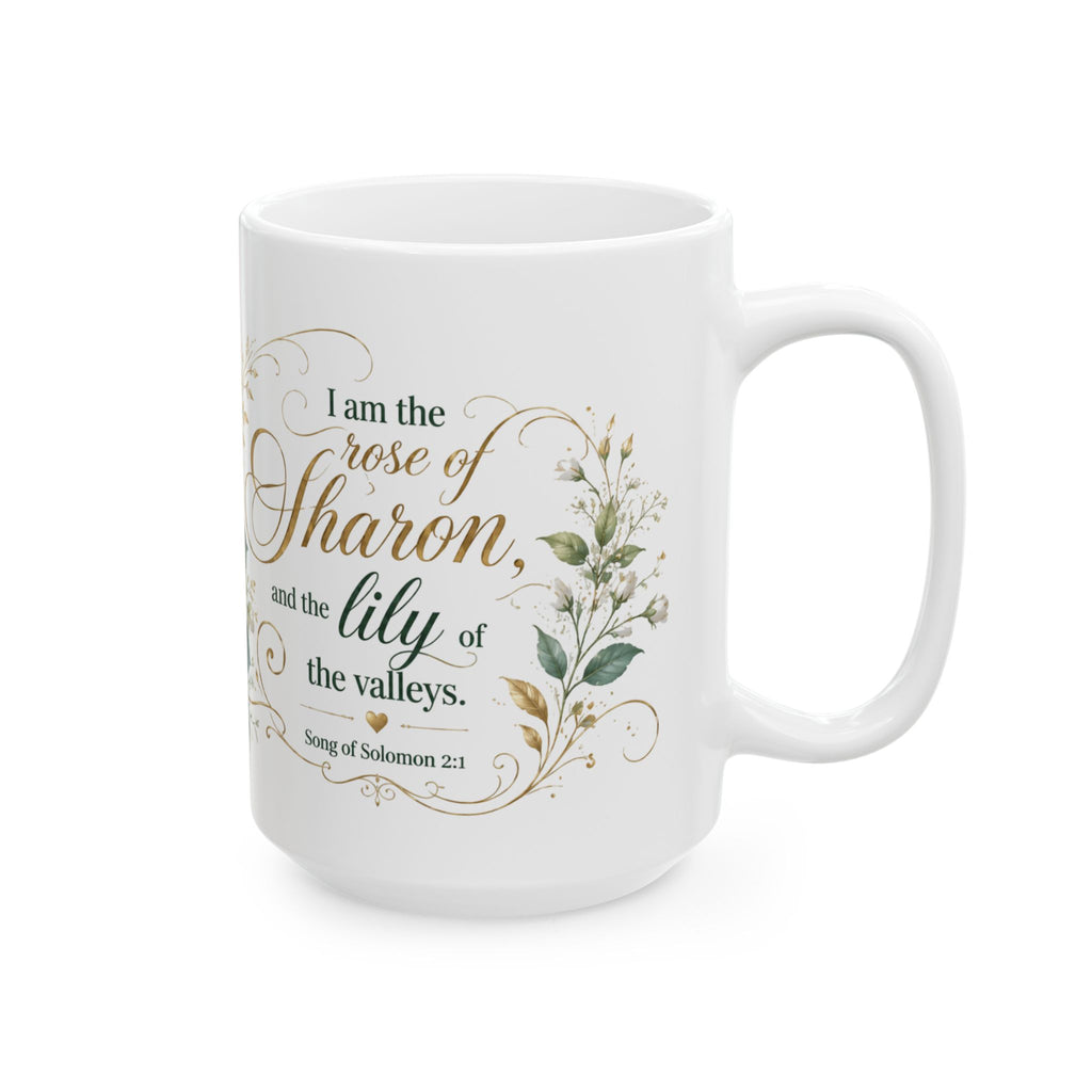 White Rose Floral Script Mug