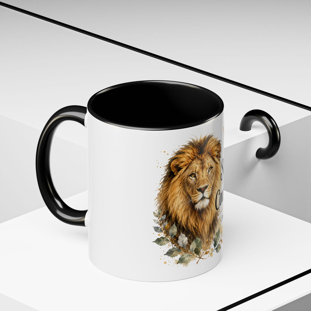 Strong and Courageous Lion Christian Mug | Accent Coffee Mug 11oz 15oz