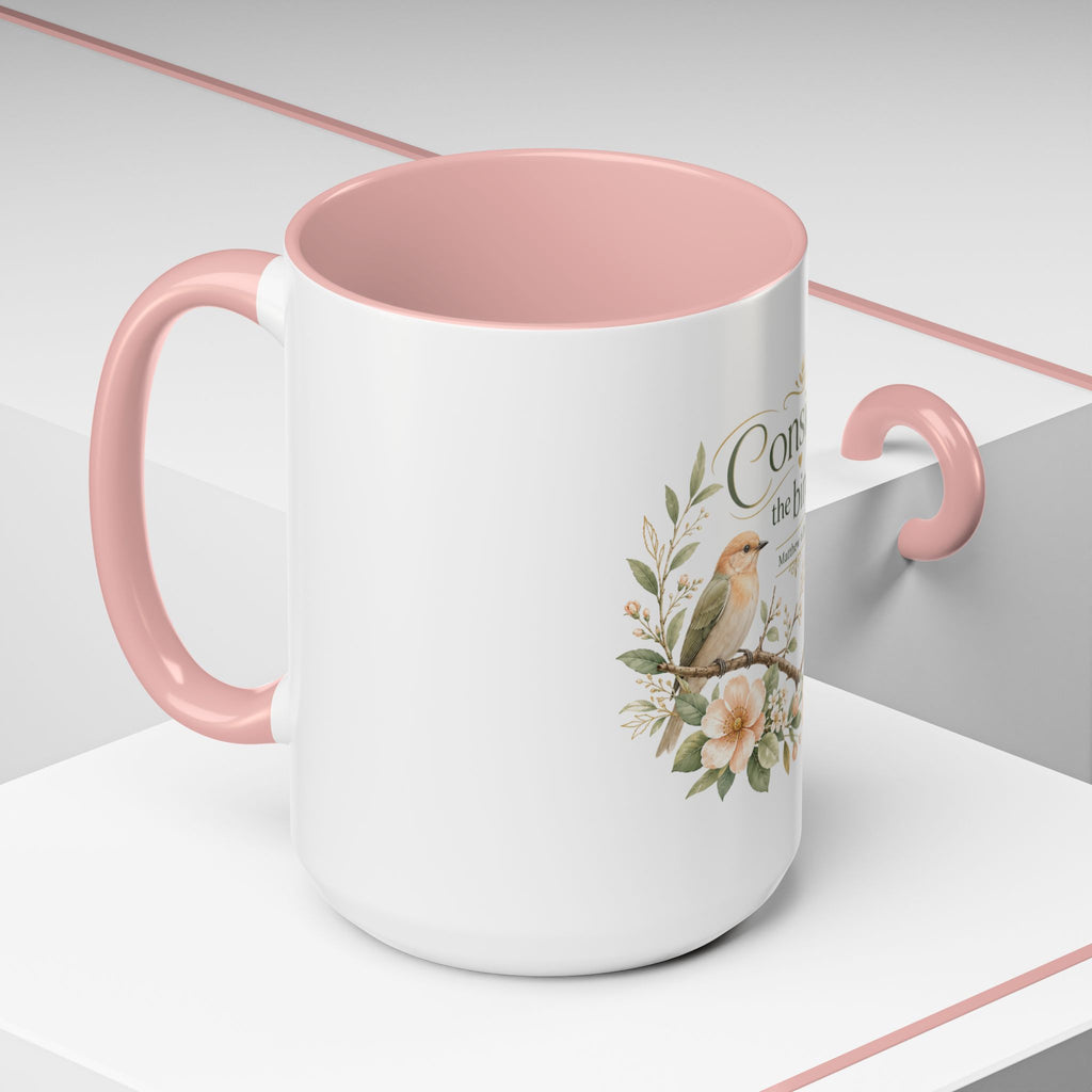 Spiritual Birds Illustration Accent Coffee Mug | Girly Bird Art 11oz 15oz