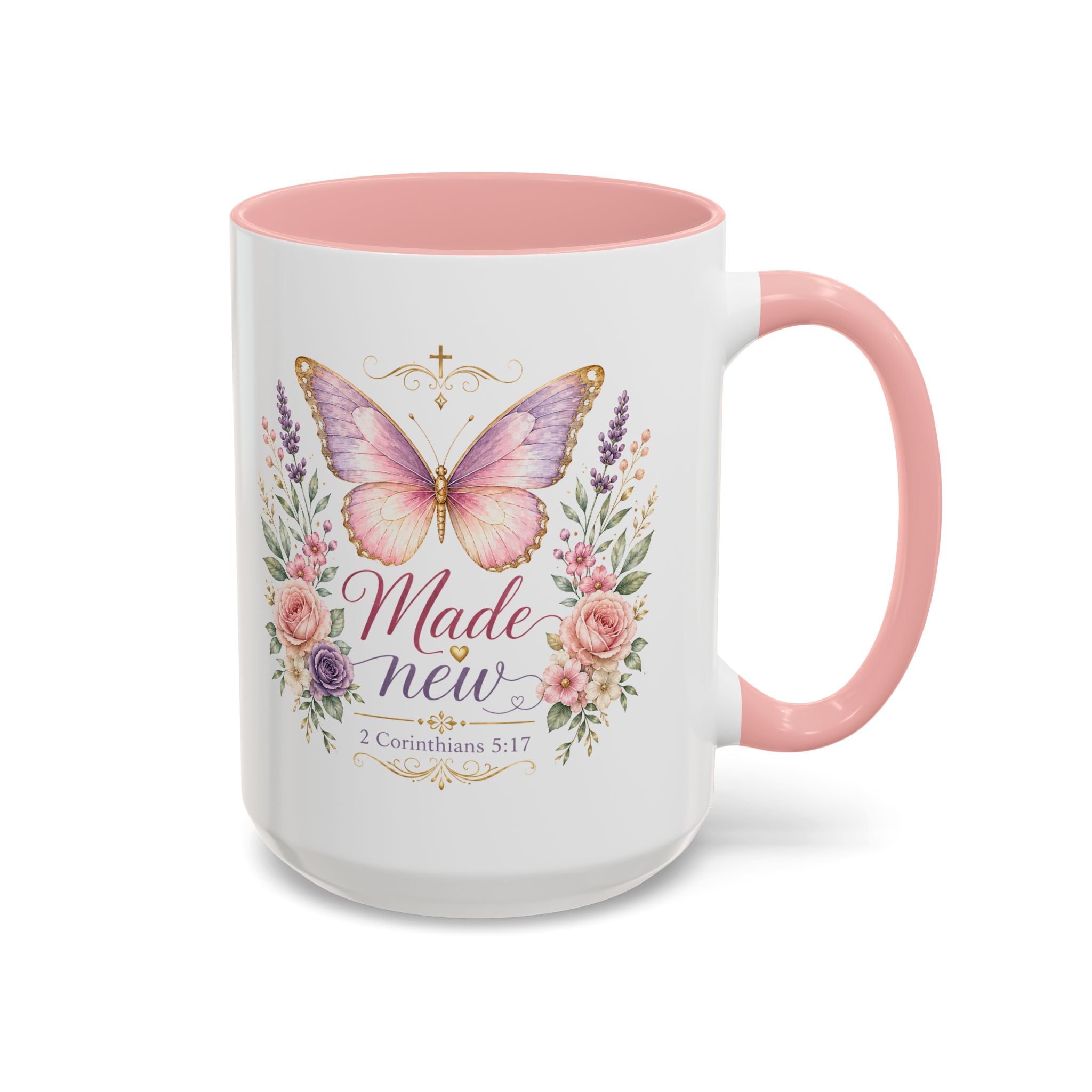 Biblical Butterfly Cup Accent Coffee Mug | Scripture Floral Ceramic