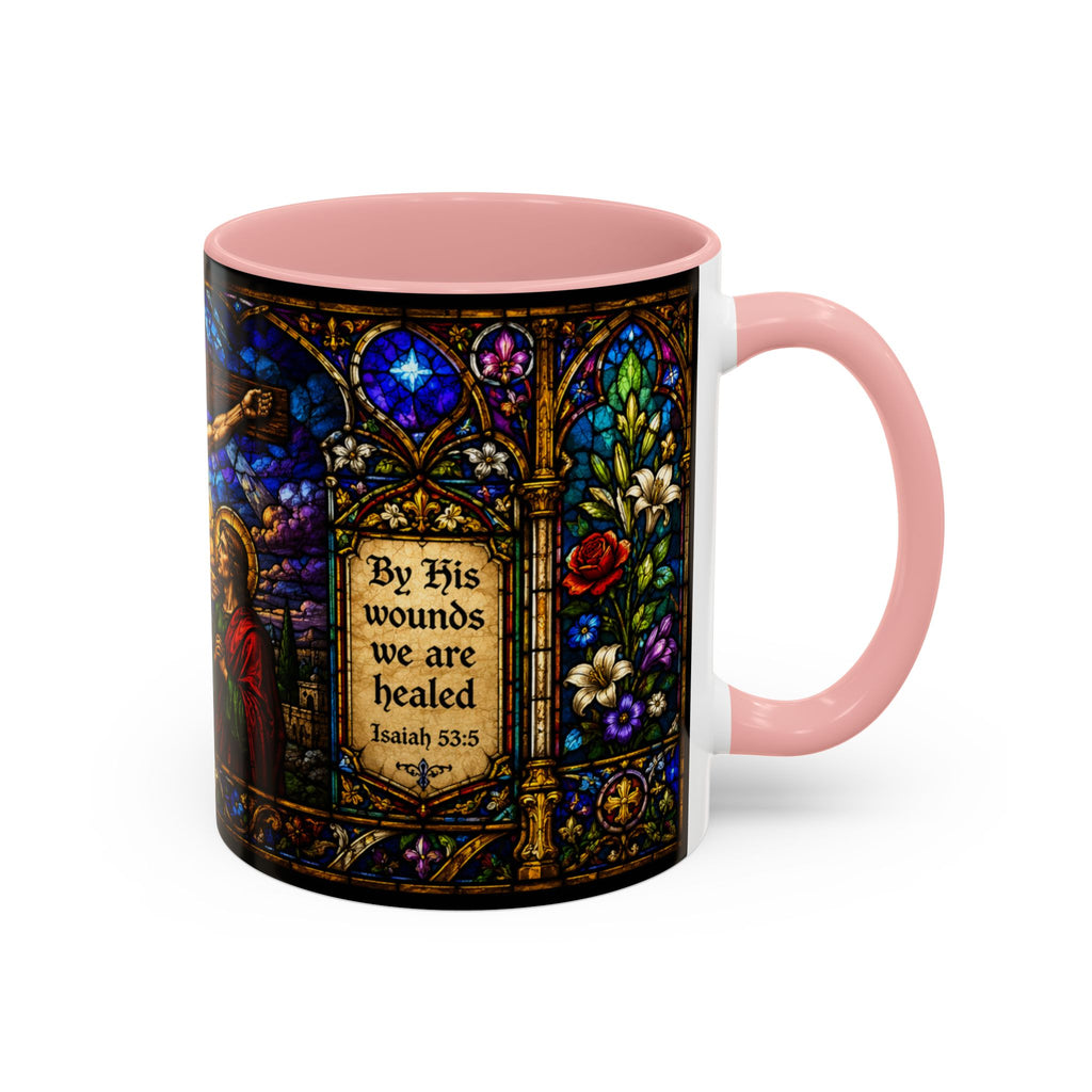 Jesus Crucifixion Mug, Christian Coffee Cup, Stained Glass Cross Mug, Faith Bible Mug, Religious Gift, Holy Bible Coffee Cup