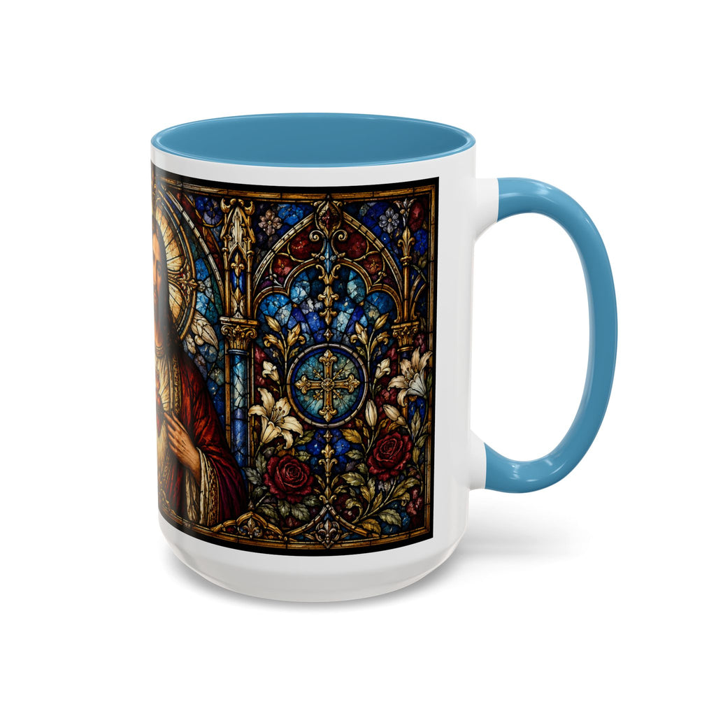 Sacred Heart Jesus Stained Glass Mug | Accent Coffee Mug